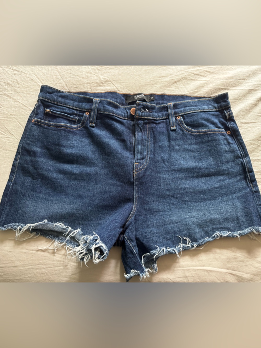 Hudson Jeans Dark Blue Distressed Denim Shorts WOMENS 32 EUC